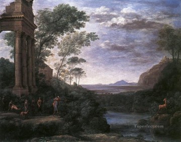 Landscape with Ascanius Shooting the Stag of Sylvia Claude Lorrain stream Oil Paintings